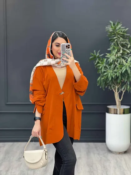 مانتو لینن سر آستین چاک دو جیب