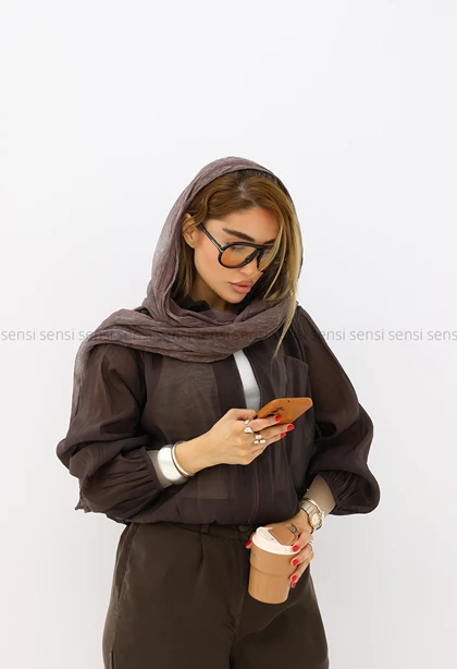 شومیز شیشه ای دوتیکه جلو زیپ کد1006023