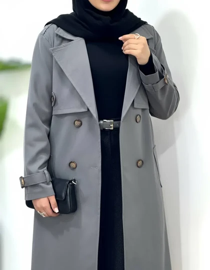 بارانی بلند آستردار آذین