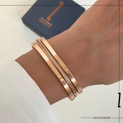 دستبند زنانه بنگل آینه‌ای فلت 4 میل