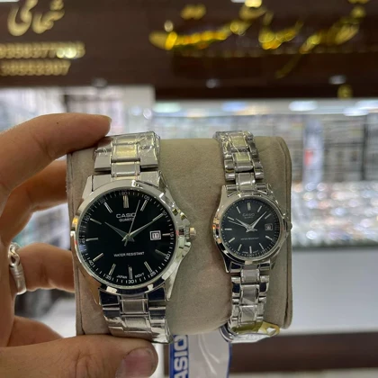 ساعت ست زنانه و مردانه کاسیو کلاسیک CL9124 نقره ای صفحه مشکی