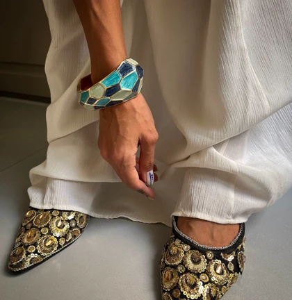 بنگل میناکاری پهن دفرمه وارداتی