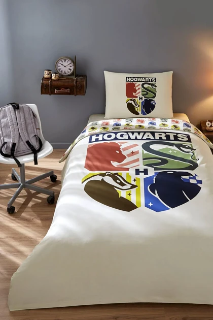 سرویس روتختی یک نفره Özdilek مدل Harry Potter Hogwarts پنبه‌ای - چندرنگ