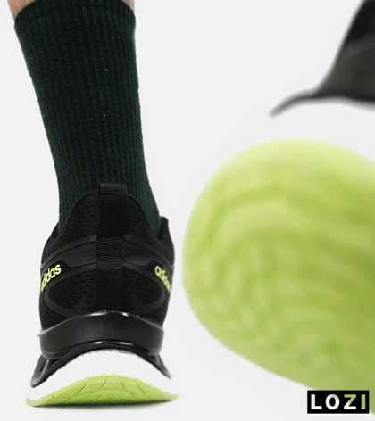 کفش کتانی مردانه مشکی لیمویی Adidas running shoes