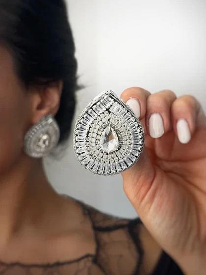 گوشواره جواهری دست ساز اشکی
