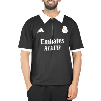 پولوشرت نیم زیپ اسپرت رئال مادرید مدل CMP-Adidas -3E827 مشکی