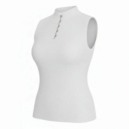 تاپ بافت زنانه مدل نگین‌دار سفید