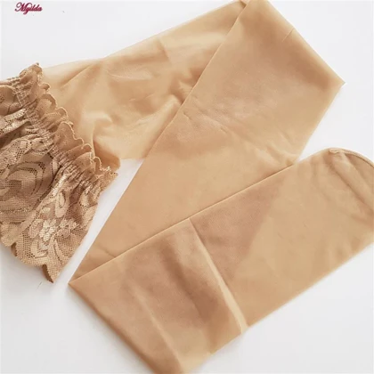 جوراب ساق بلند زنانه مدل شیشه ای کرم کد 4927-4445