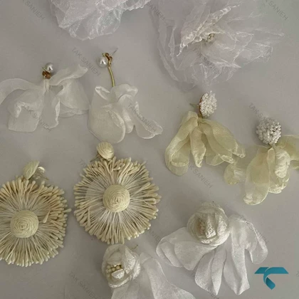 گوشواره پارچه ایی طرح گل Ghoshvareh-8561-L