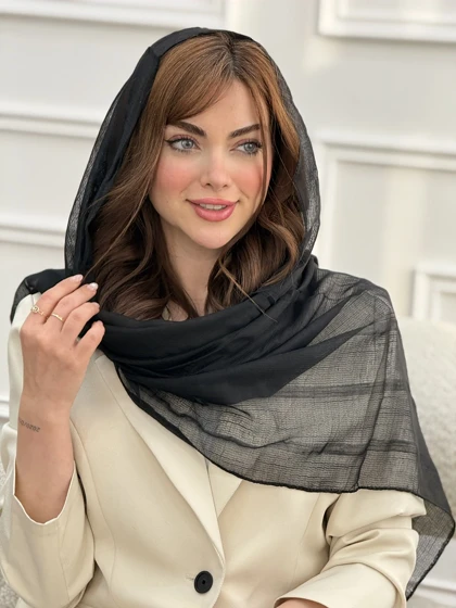 شال حریر نخ راه راه