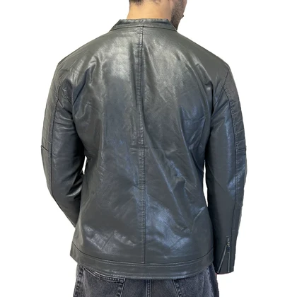 کاپشن چرم یقه دکمه دار 2303