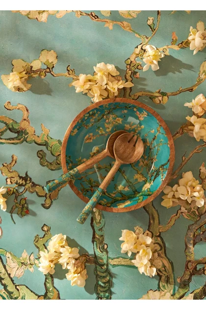 ست سرو سالاد Bella Maison مدل Van Gogh Almond Blossom Mango - فیروزه‌ای
