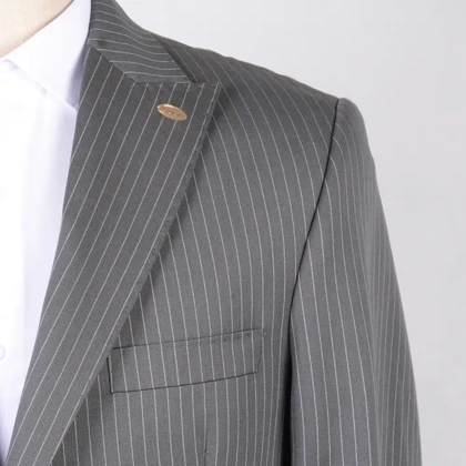 کت و شلوار دو دکمه طوسی راه راه