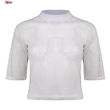 کراپ تاپ زنانه توری سفید کد 4653-5279