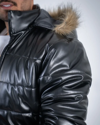 کاپشن مردانه چرم مازول پایین کش_کد4727