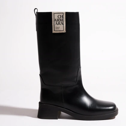 بوت چرم زنانه مشکی مدل sylvie