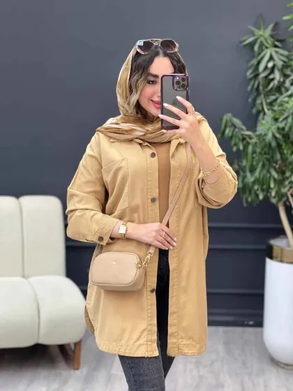 مانتو کتان دو جیب پرناز