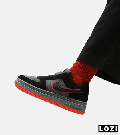 کفش کتانی مردانه و زنانه طوسی مشکی قرمز نایک NIKE AIR FORCE مدل 4192