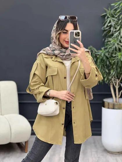 مانتو جیب کراواتی آستین پاکتی