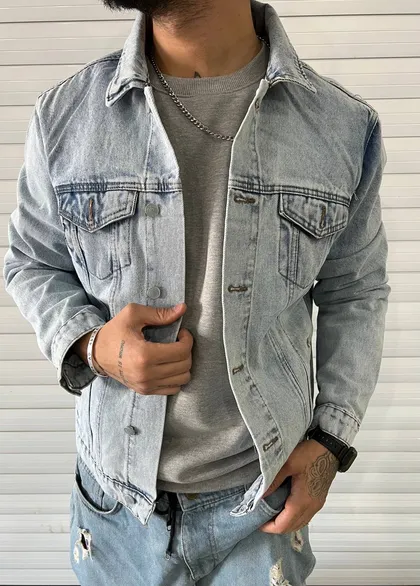 کت جین آبی BERSHKA ساده بدون زاپ