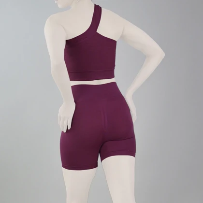 ست نیم‌تنه و کشاله بند ورزشی زنانه مدل 2061 بادمجانی