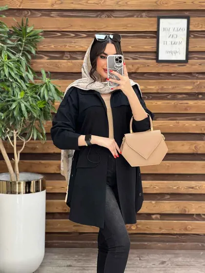 مانتو لینن کمرگت بغل سه دکمه