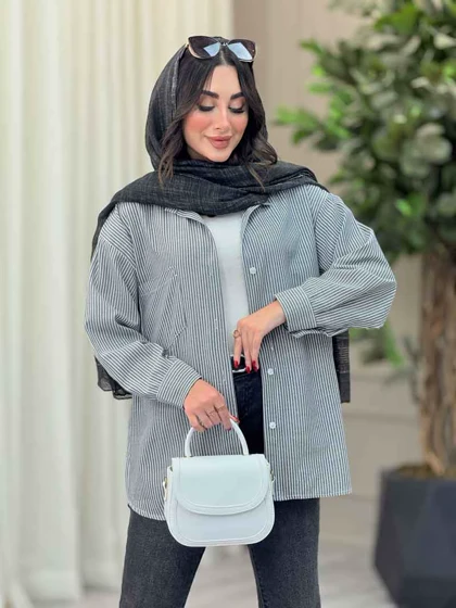 مانتو راه راه تک جیب اسرا