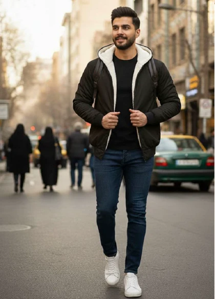 کاپشن ضدآب داخل خزتدی-مشکی ویژه