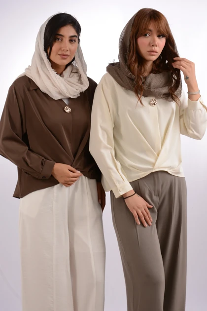 شومیز حریر تک دکمه الیزه ژاکلین