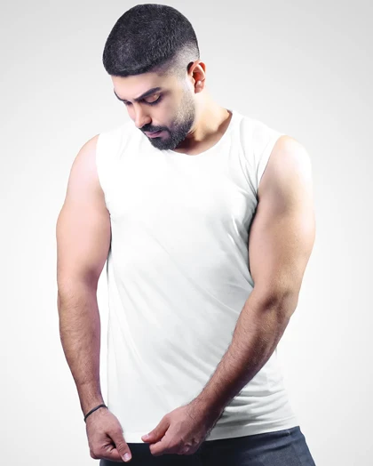 زیرپوش مردانه آستین حلقه‌ای سفید و مشکی