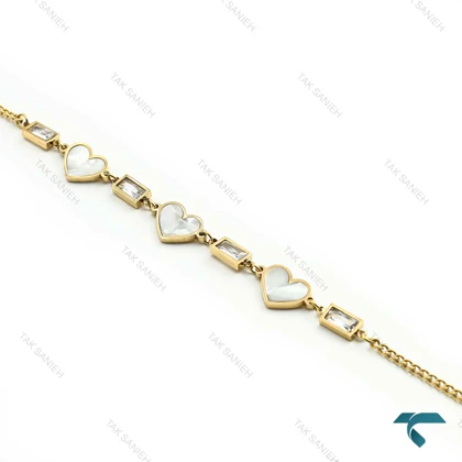 دستبند زنانه ظریف قلبی طلایی Bracelet-8353-L