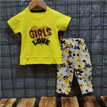تیشرت شلوارک کتان دخترانه GIRLS