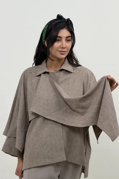 مانتو کت زنانه سافاری شالدار