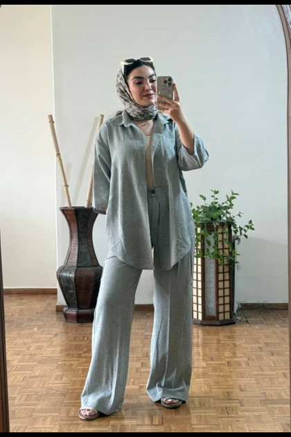 شومیز شلوار گره‌ای لینن