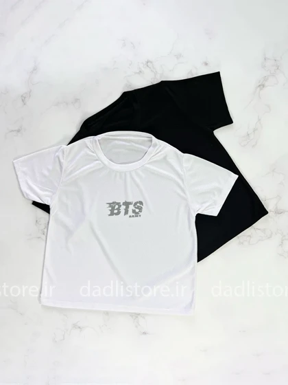 کراپ ورزشی آستین دار فلامنت سوزنی طرح BTS