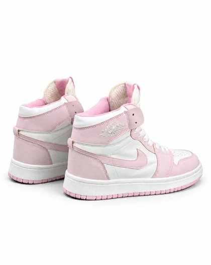 کفش کتانی زنانه مدل جردن وان ساق‌دار سفید صورتی Nike jordan