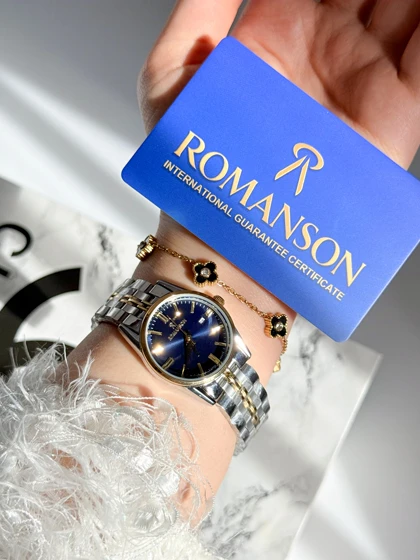 ساعت زنانه صفحه سرمه ای برند ROMANSON موتورژاپنی با کارت گارانتی 12ماهه