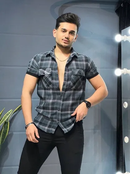 پیراهن چهارخونه استین کوتاه