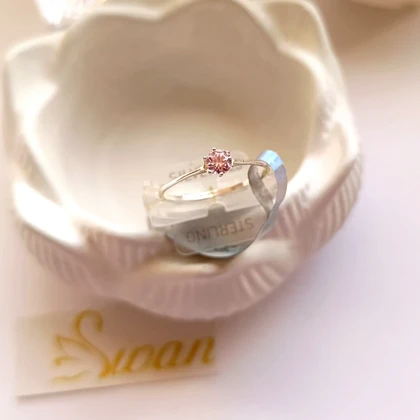 انگشتر نقره نگین صورتی