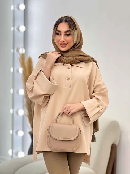 مانتو جلو بسته آستین پاگن