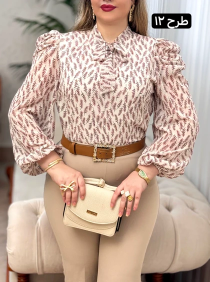 شومیز حریر آستین پف 2705