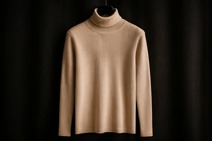 پلیور بافت یقه اسکی مردانه شتری بافت کبریتی خاص و شیک / فری سایز