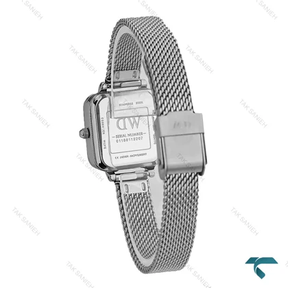 ساعت دنیل ولینگتون زنانه مربعی حصیری سیلور صفحه سبز DW-7628-L