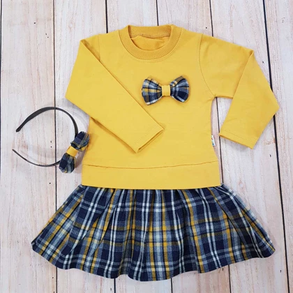 پیراهن وسارافون پشمی دخترانه یقه گرد