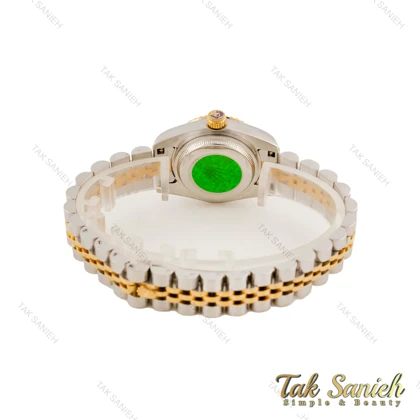 ساعت رولکس زنانه دورنگ طلایی صفحه مشکی خطی Rolex-5646-L