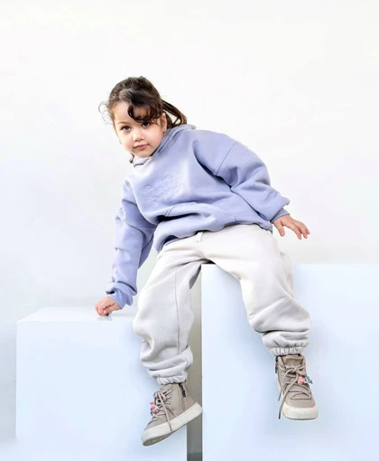 ست هودی شلوار( داخل کرک)طرح ابر مناسب 3 تا سال