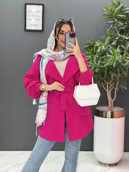 مانتو لینن آستین پفی جیب پفکی