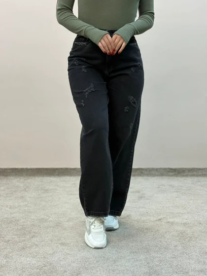 شلوار جین واید زغالی آمسو