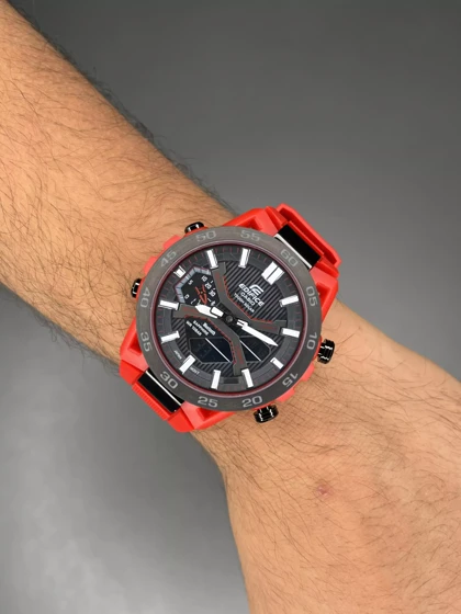 ساعت مچی کاسیو ادیفایس بند رابر قرمز Casio Edifice