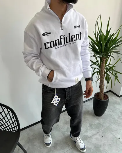 دورس نیم زیپ داخل کرک CONFIDENT رنگ سفید